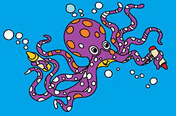 Chobotnica s pastelkami