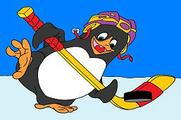 Tučniak hrá hokej