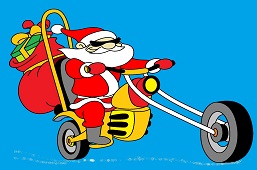 Santa na motorke s darčekmi