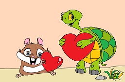 Škrečok s korytnačkou na Valentína